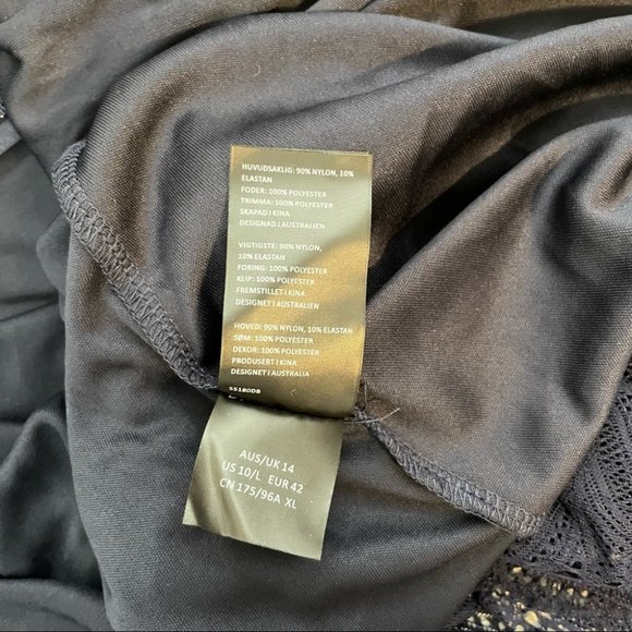 Bardot NEW Tiana Long Sleeve Lace Mini Dress Navy Party Cocktail Sz 10 Large NWT - Picture 13 of 13